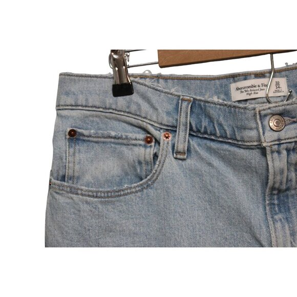 NWT Abercrombie Fitch Jeans Size 32 14R 90s Relaxed Light Wash Denim High Rise - Picture 9 of 13
